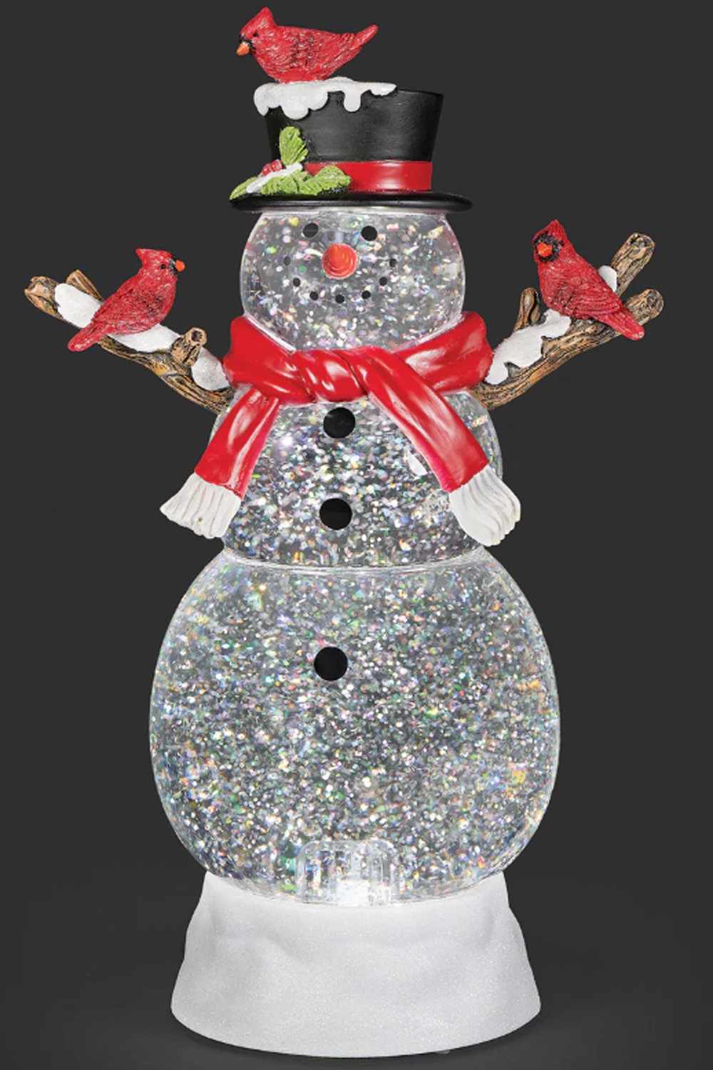 Lighted Swirl Snowman with Cardinal on Hat