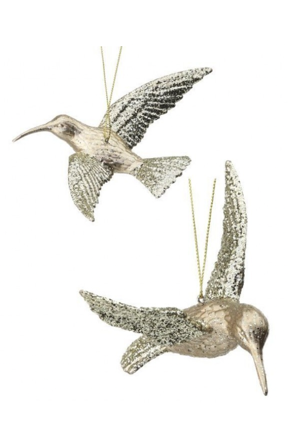 Funky Ornament - Gold Champagne Hummingbird