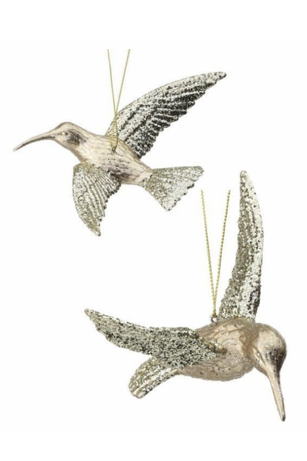 Funky Ornament - Gold Champagne Hummingbird