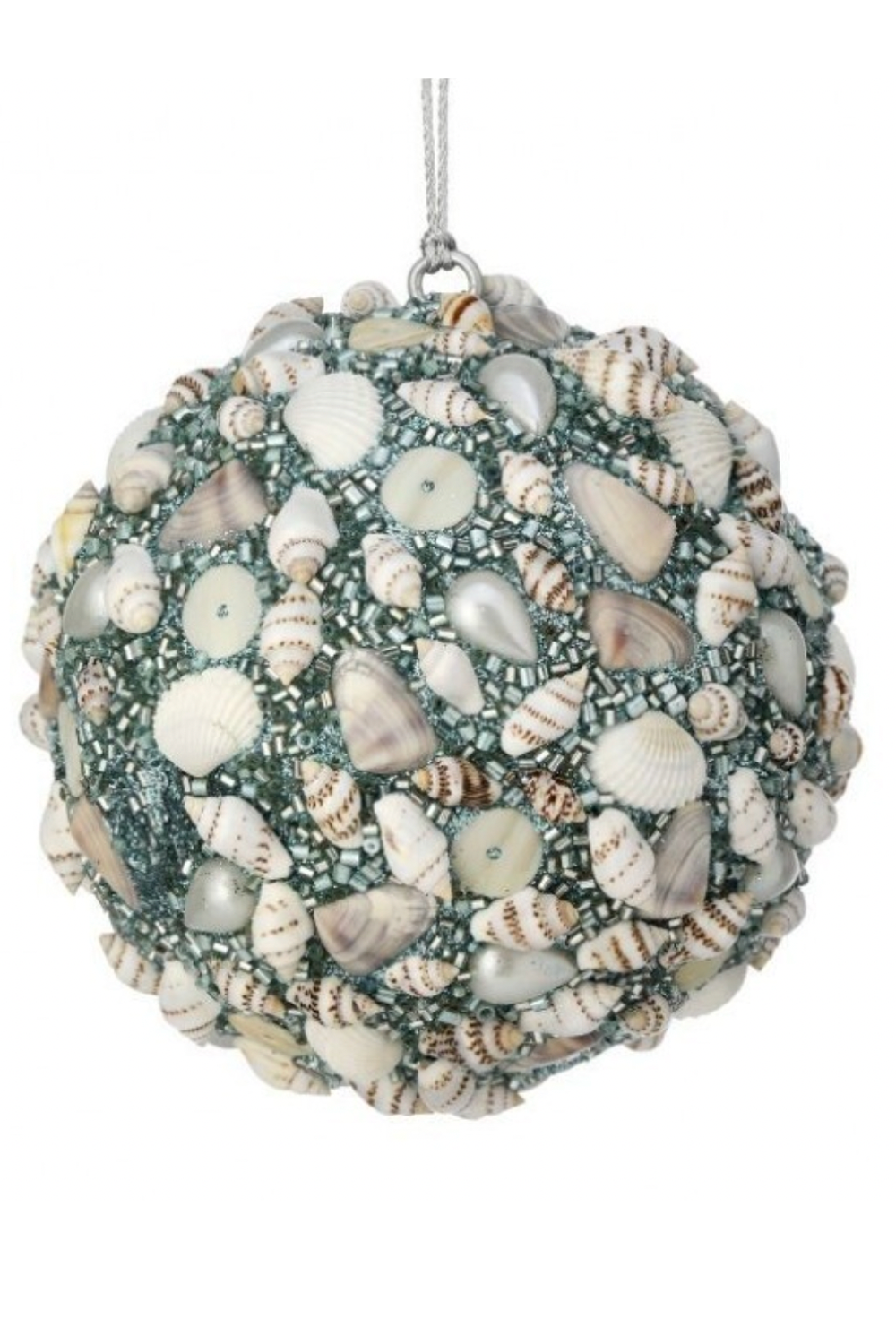 Glass Ornament - Aqua Shell Cluster Ball
