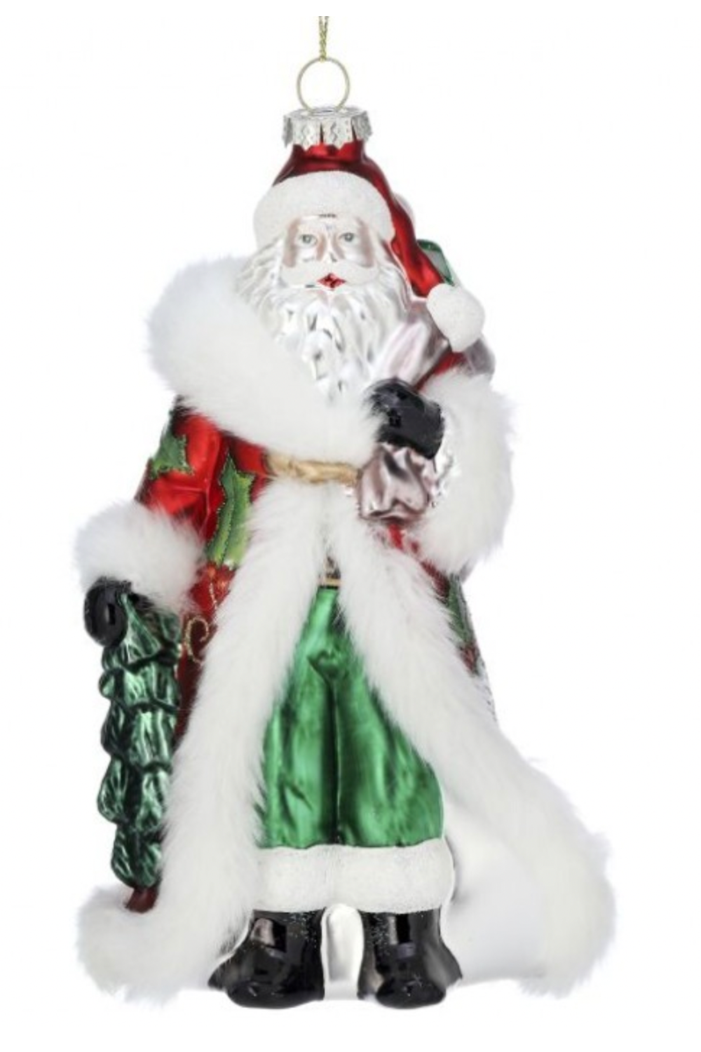 Glass Ornament - Holly Days Santa