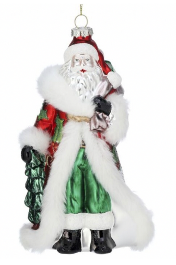 Glass Ornament - Holly Days Santa