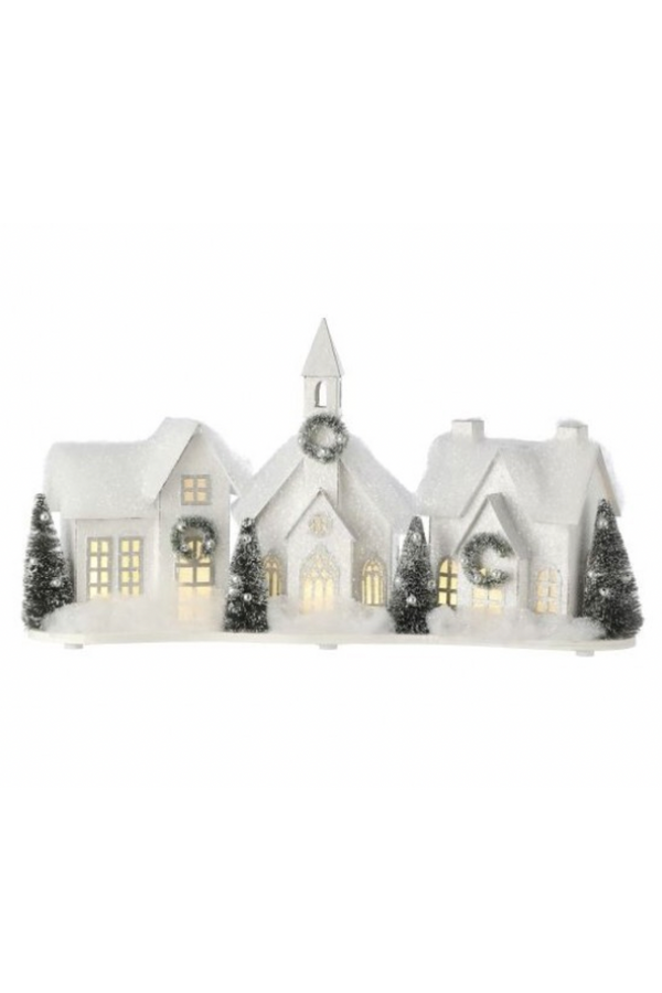 Whimsical Village House - LED Snowy Town Trio