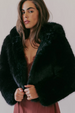 FP Louder Please Hooded Faux Fur Jacket - Black