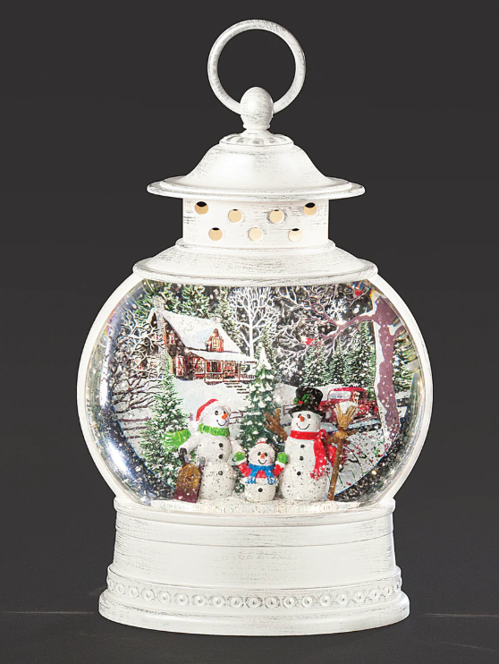 Lighted LED Snowmen Lantern White