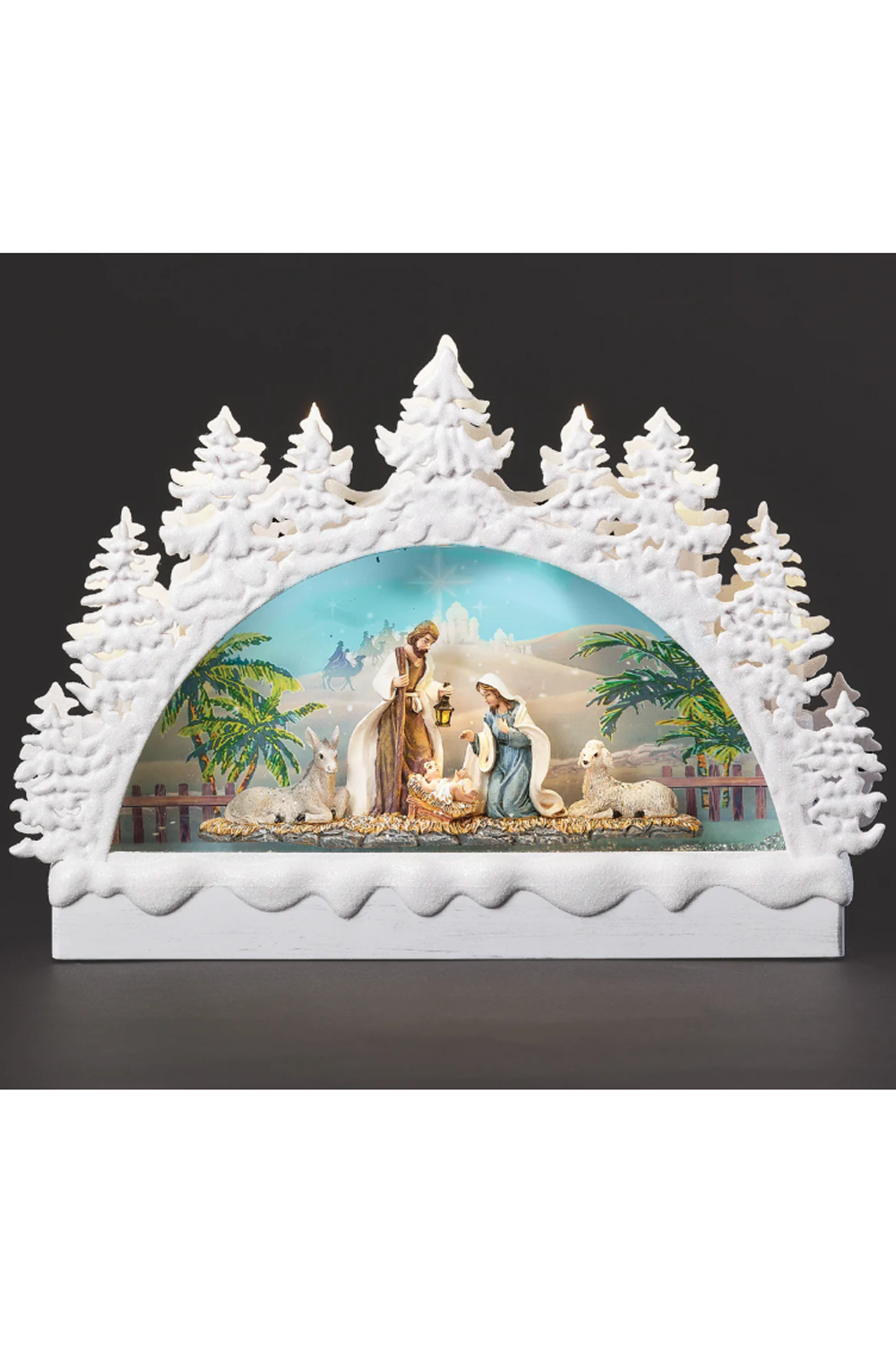 Lighted Holy Family White Arch
