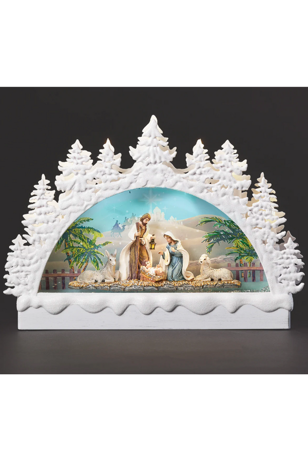 Lighted Holy Family White Arch