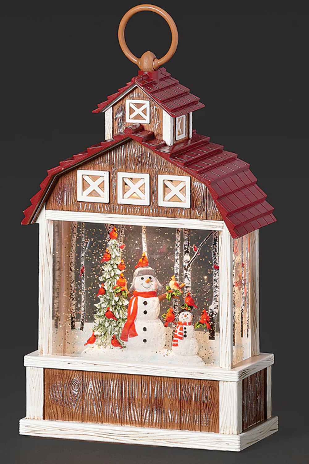 Lighted Barn with Snowmen