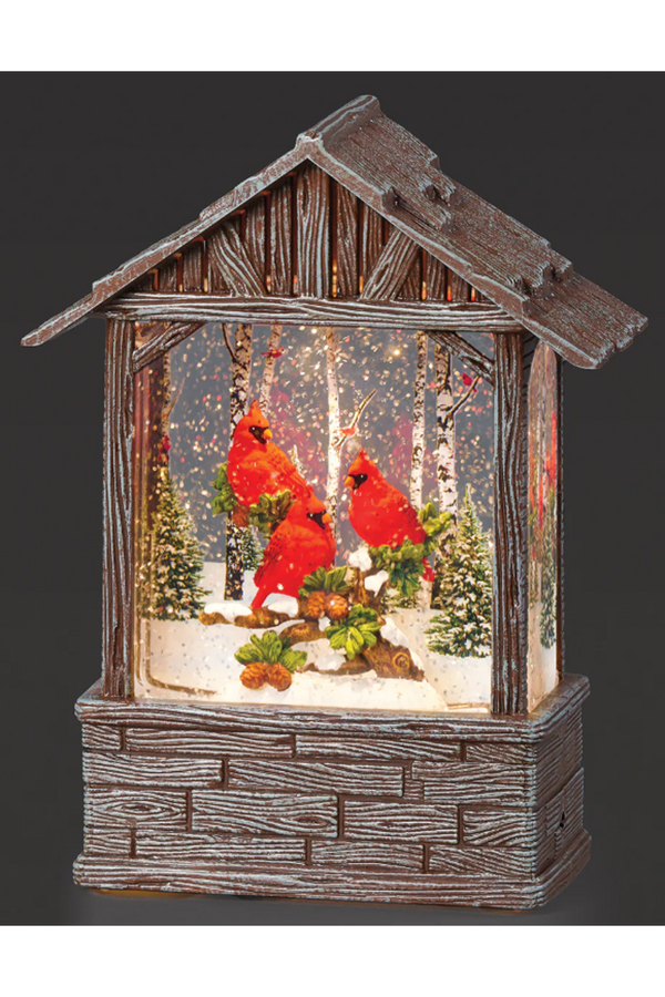Lighted Stable with Cardinals