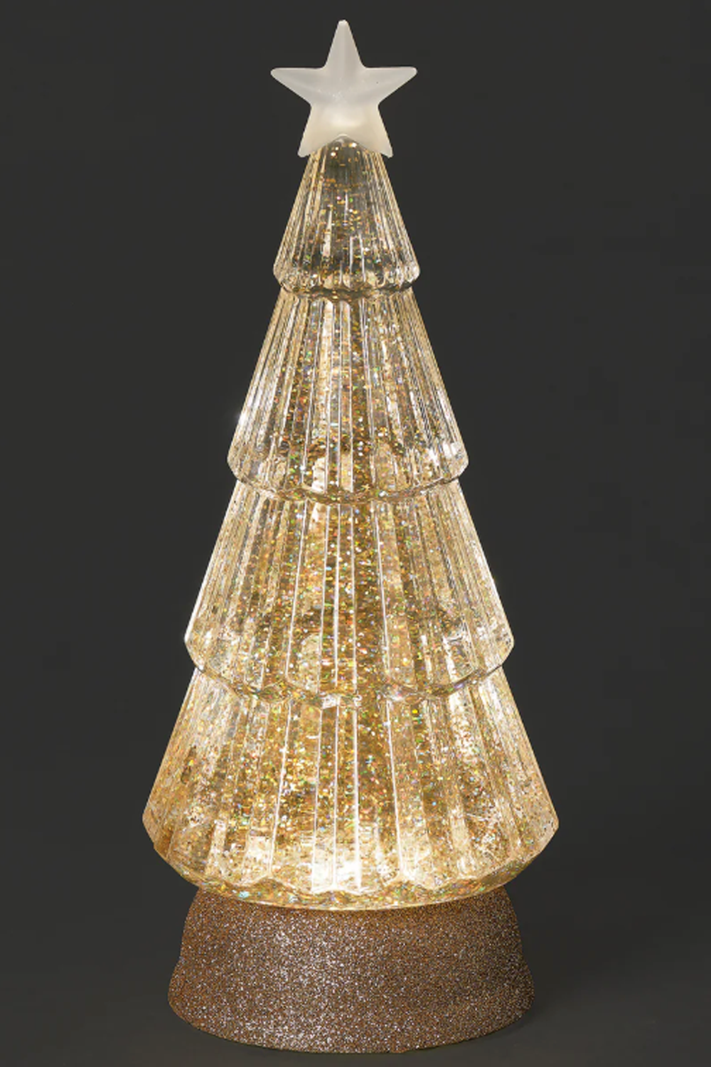 Lighted Gold Swirl Tree with Glitter Base