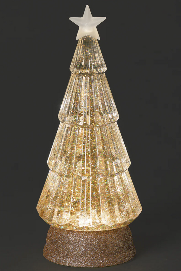 Lighted Gold Swirl Tree with Glitter Base