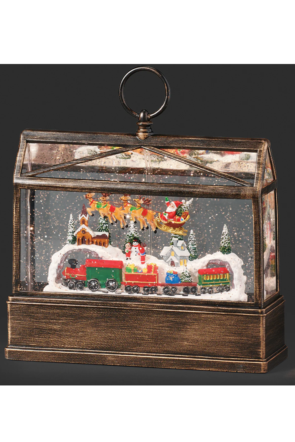 Lighted Swirl Greenhouse with Santa