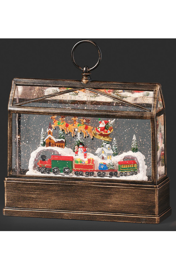 Lighted Swirl Greenhouse with Santa