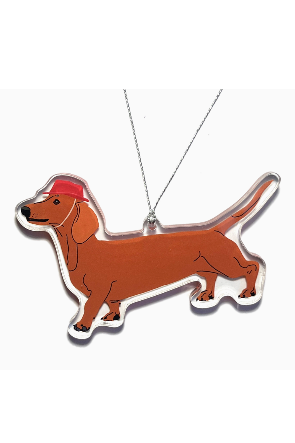 Acrylic Ornament - Dachshund in Santa Hat