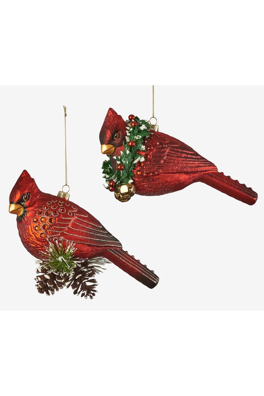 Glass Ornament - Cardinal with Wreath