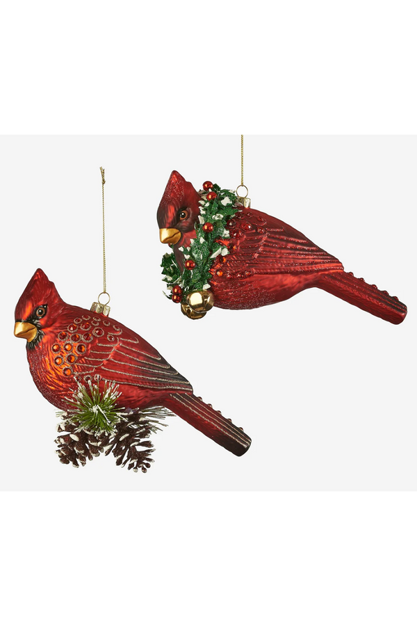Glass Ornament - Cardinal with Wreath