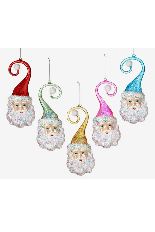 Glass Ornament - Iridescent Santa Swirl Hat