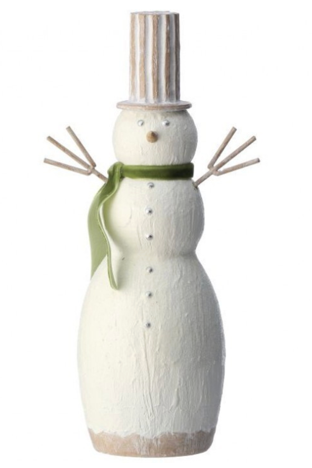 Wooden Snowman with Green Scarf - Large