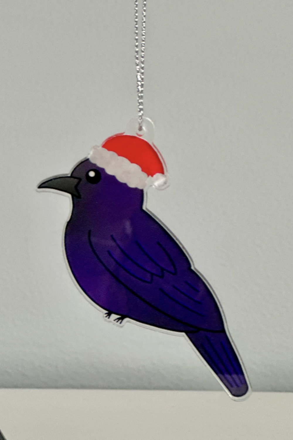 Acrylic Ornament - Baltimore Raven in Santa Hat