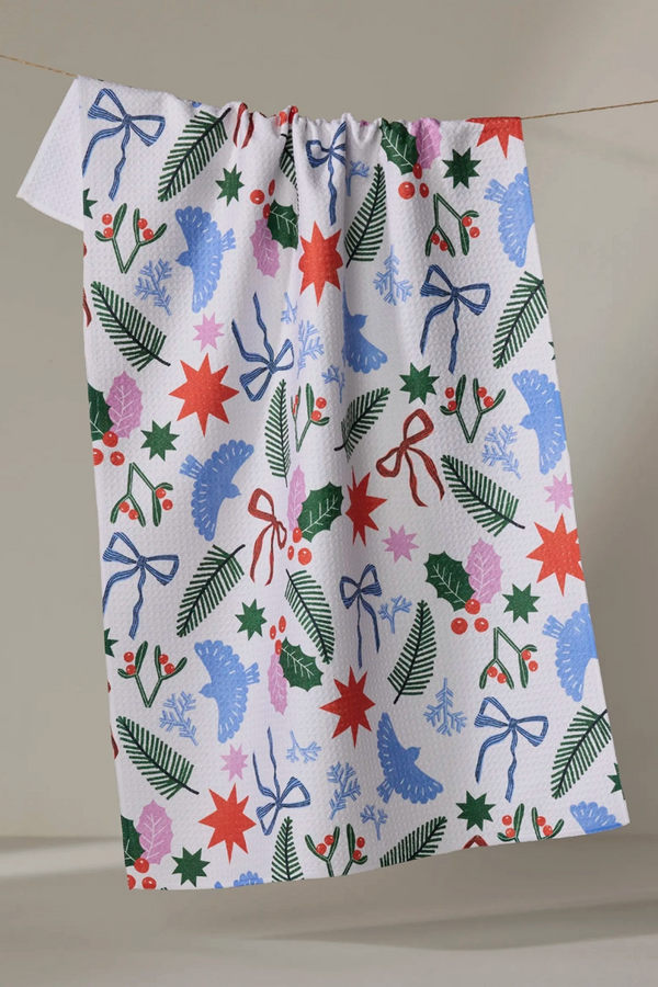 Geometry Kitchen Tea Towel - Christmas Garden Party