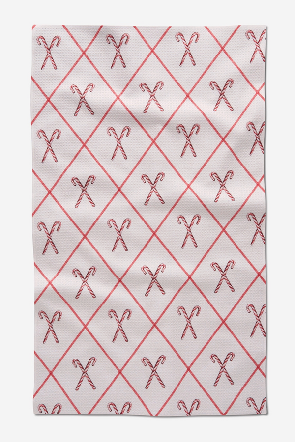Geometry Kitchen Tea Towel - Festive Candy Canes