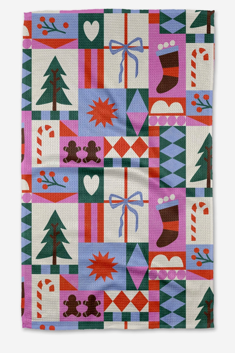 Geometry Kitchen Tea Towel - Festive Christmas Quilt