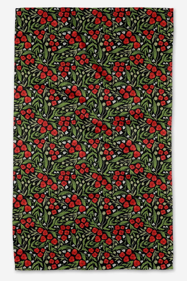 Geometry Kitchen Tea Towel - Flowing Poppies