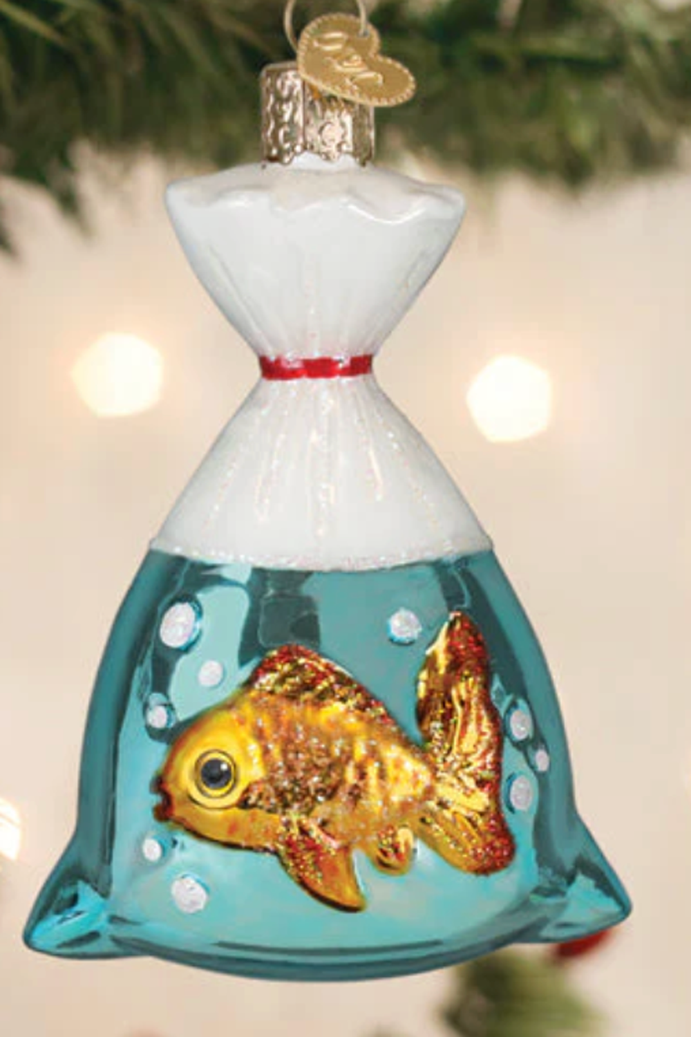 Glass Ornament - Goldfish in a Bag