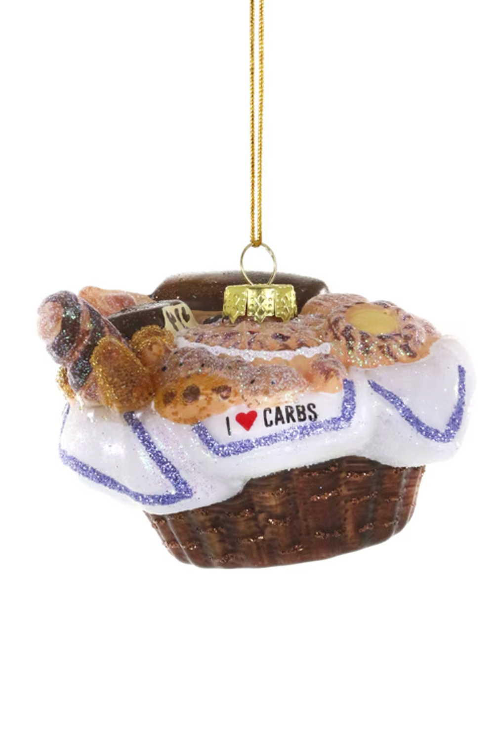 Glass Ornament - Love Carbs Bread Basket