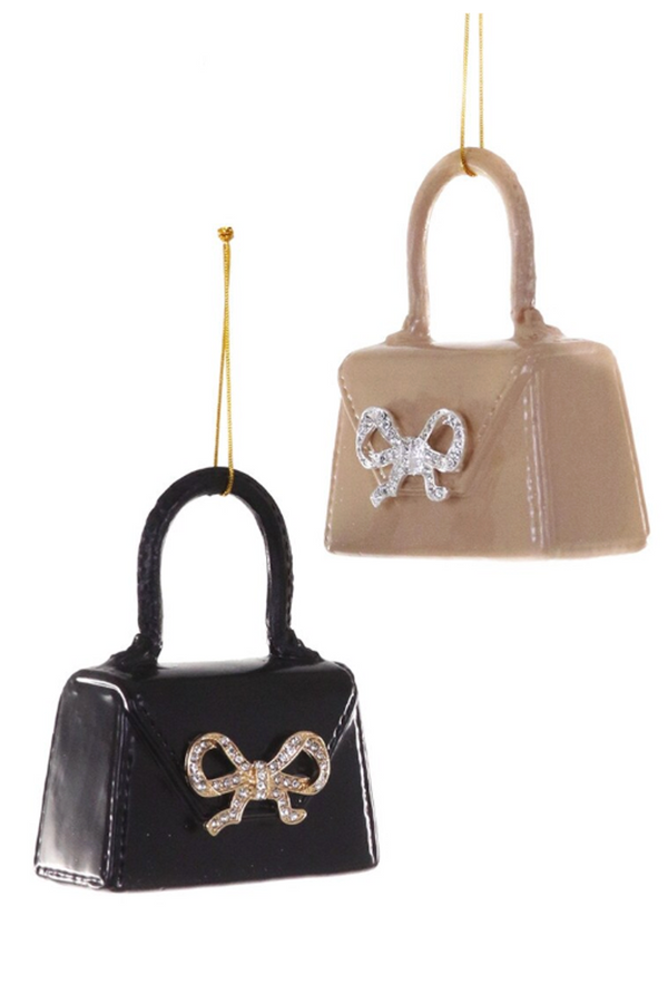 Glass Ornament - Bow Bag Purse