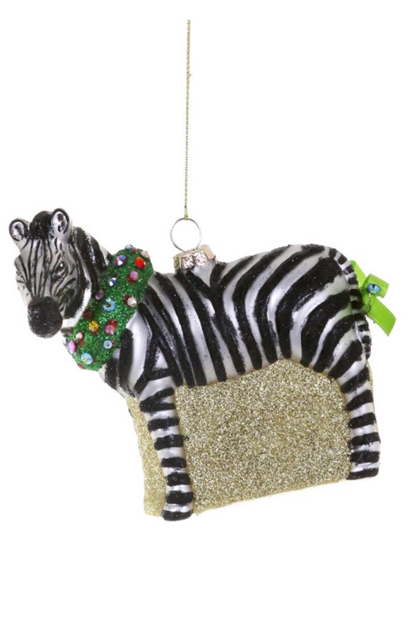 Glass Ornament - Merrymaking Zebra
