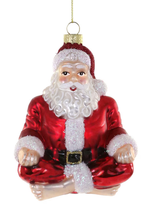 Glass Ornament - Yoga Santa