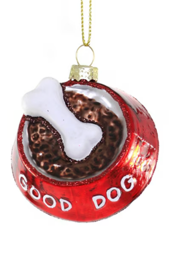 Glass Ornament - Good Dog Food Bowl
