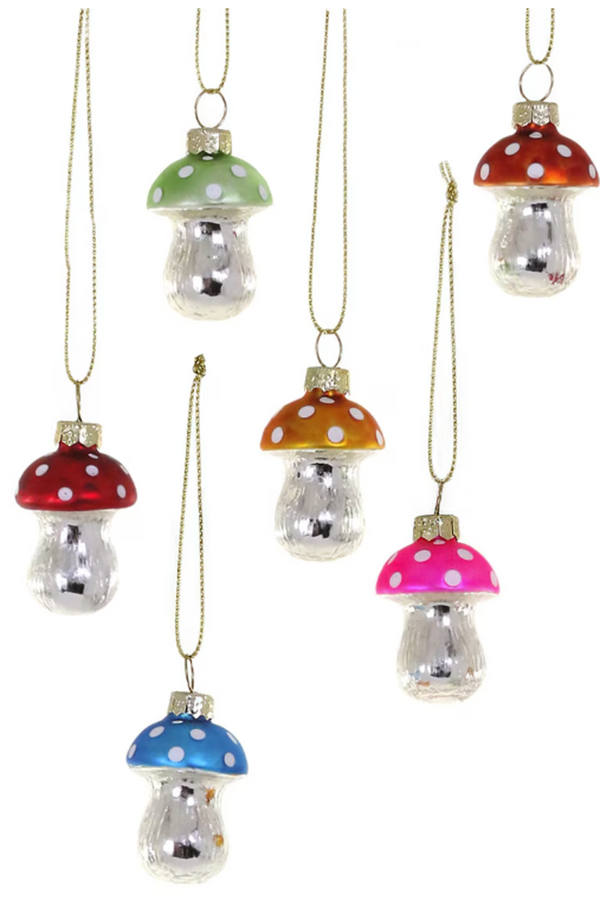 Glass Ornament - Merry and Bright Mushroom