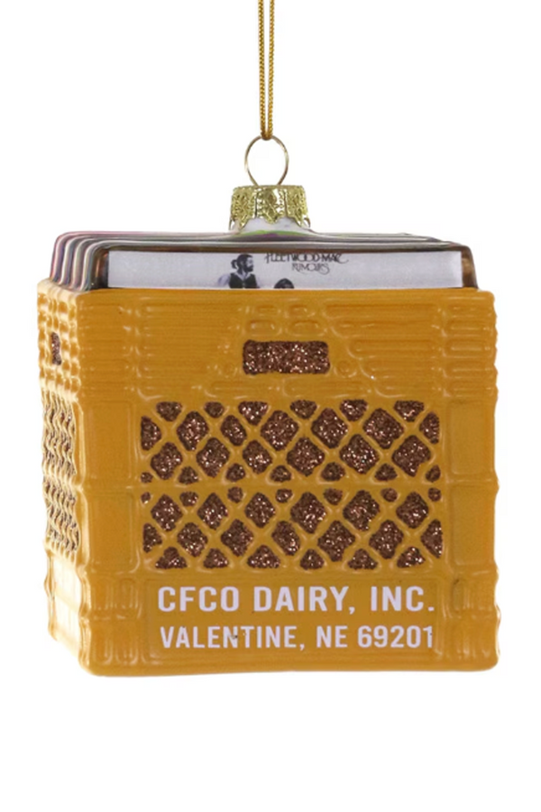 Glass Ornament - Crate of Records