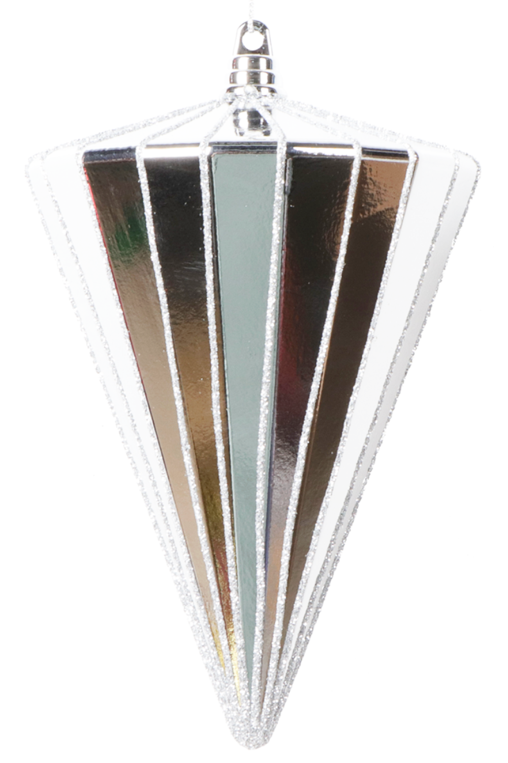 Shatterproof Ornament - Shiny Cone Silver