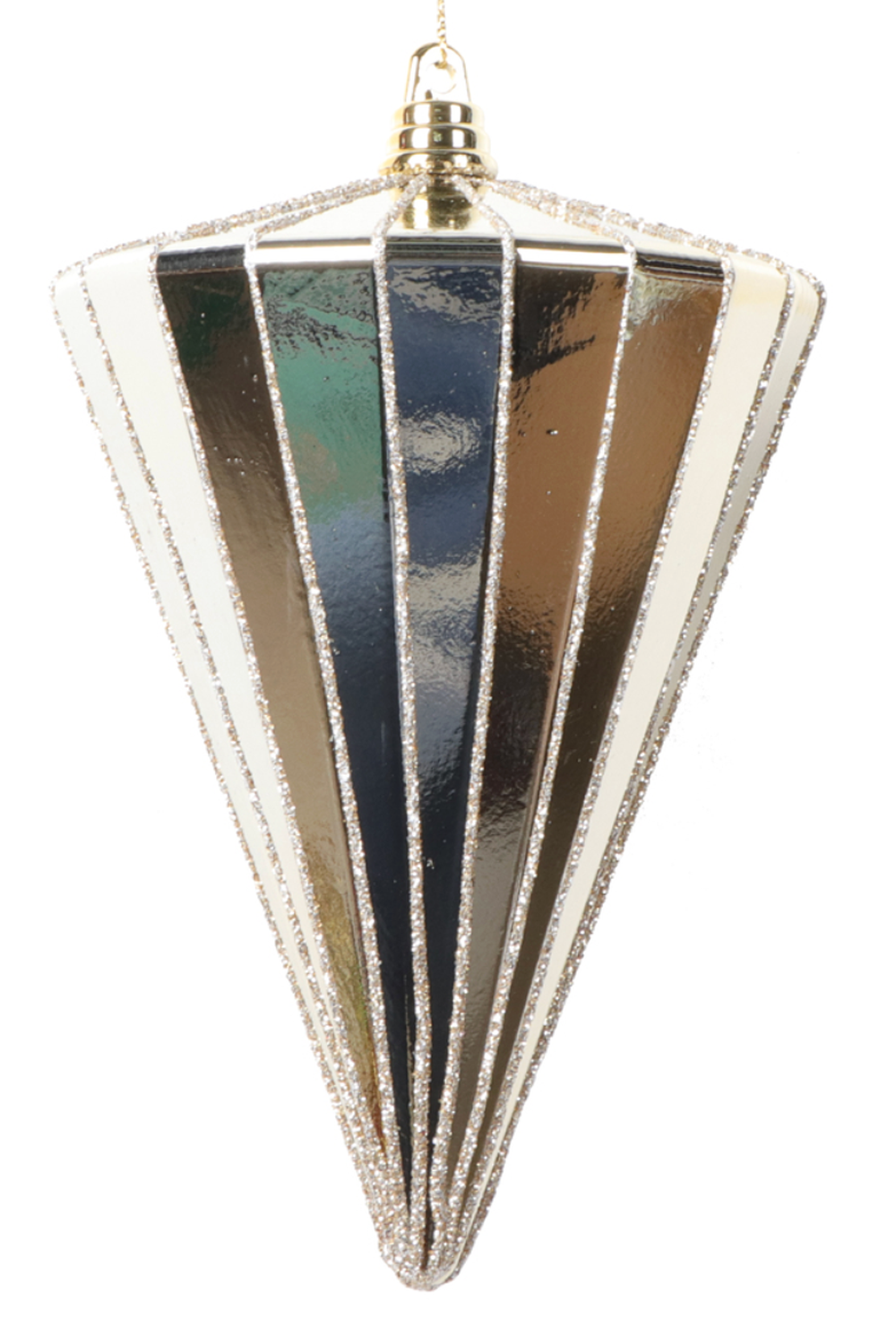 Shatterproof Ornament - Shiny Cone Champagne