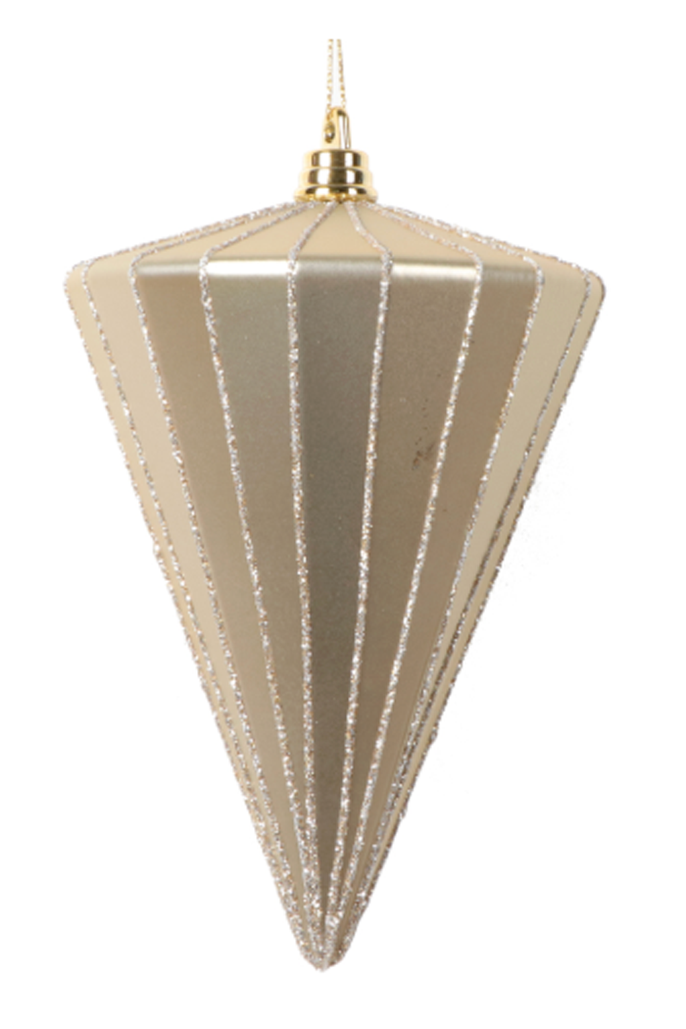 Shatterproof Ornament - Matte Cone Champagne