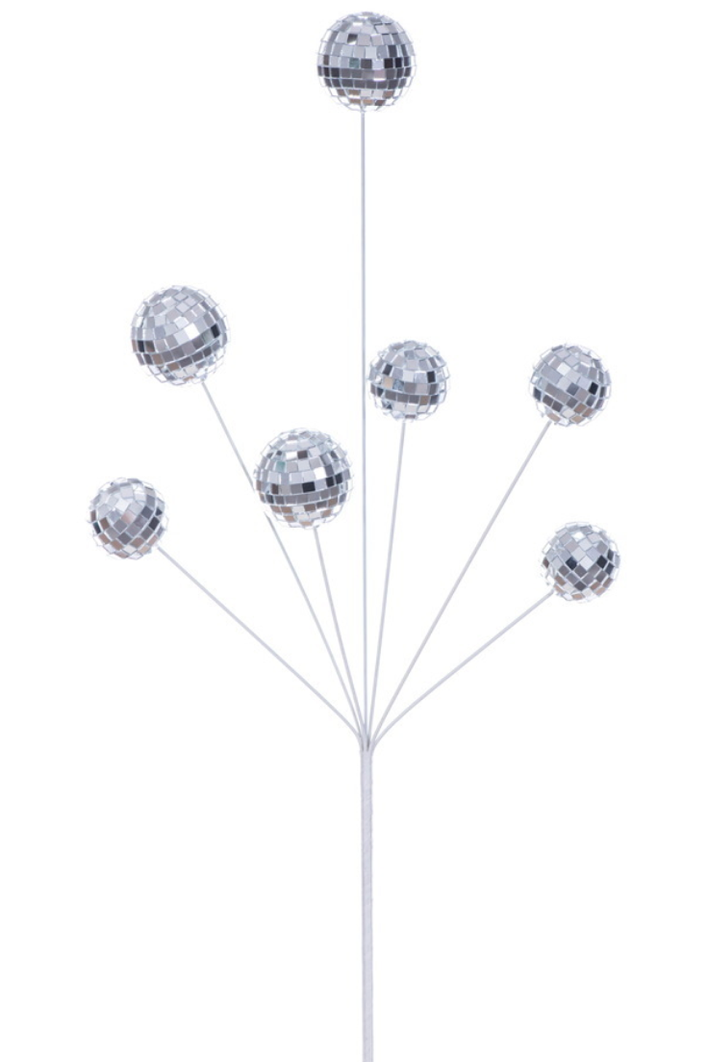 Silver Mirror Disco Ball Spray Tree Pick
