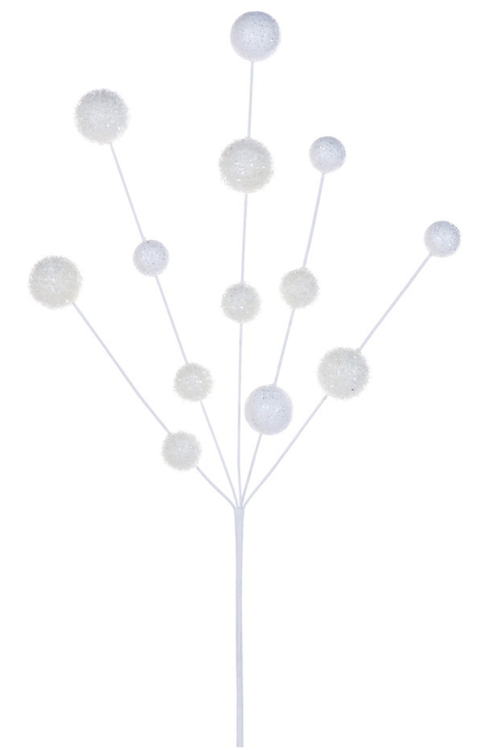 Glitter Ball Tree Spray Pick - White