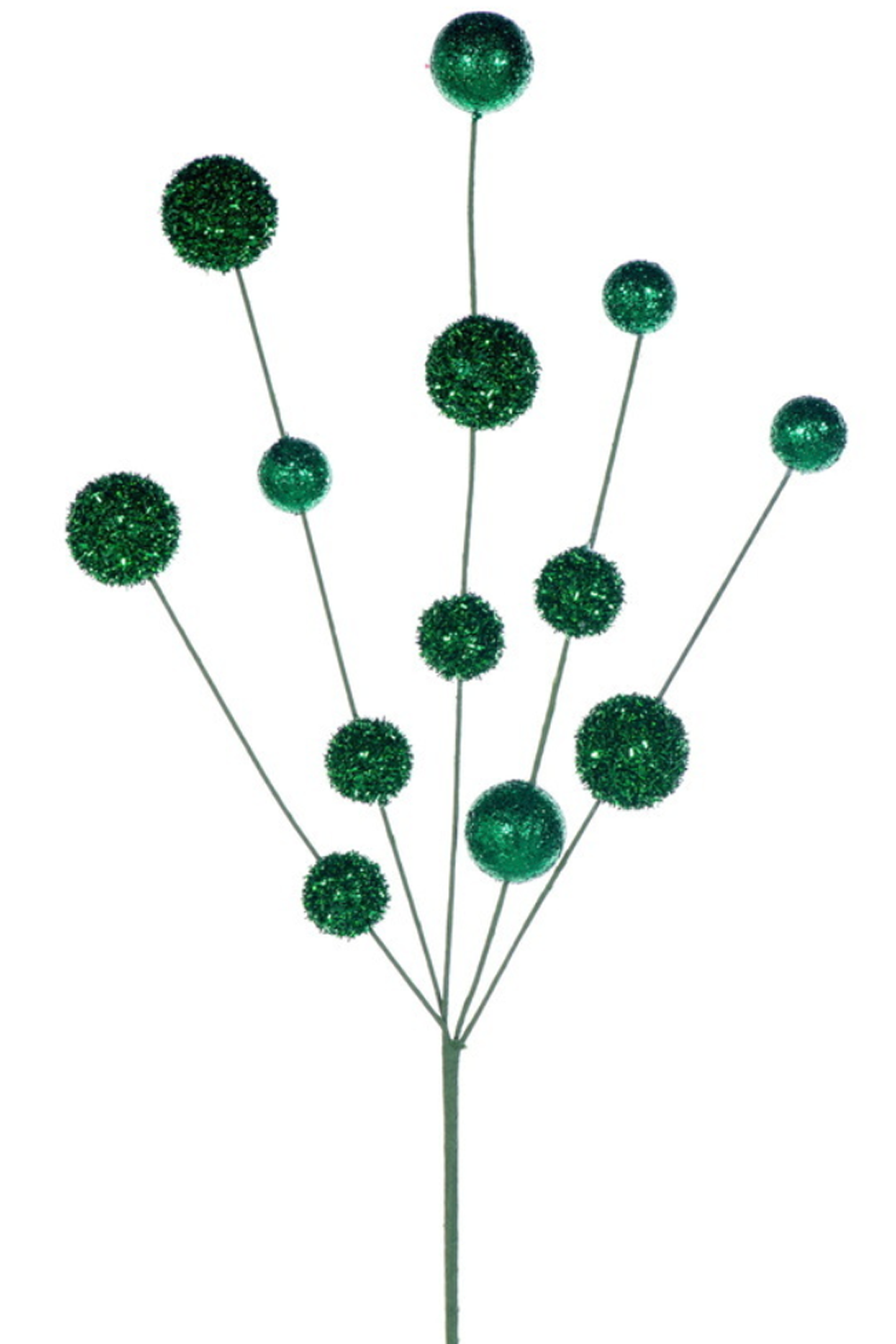Glitter Ball Tree Spray Pick - Green