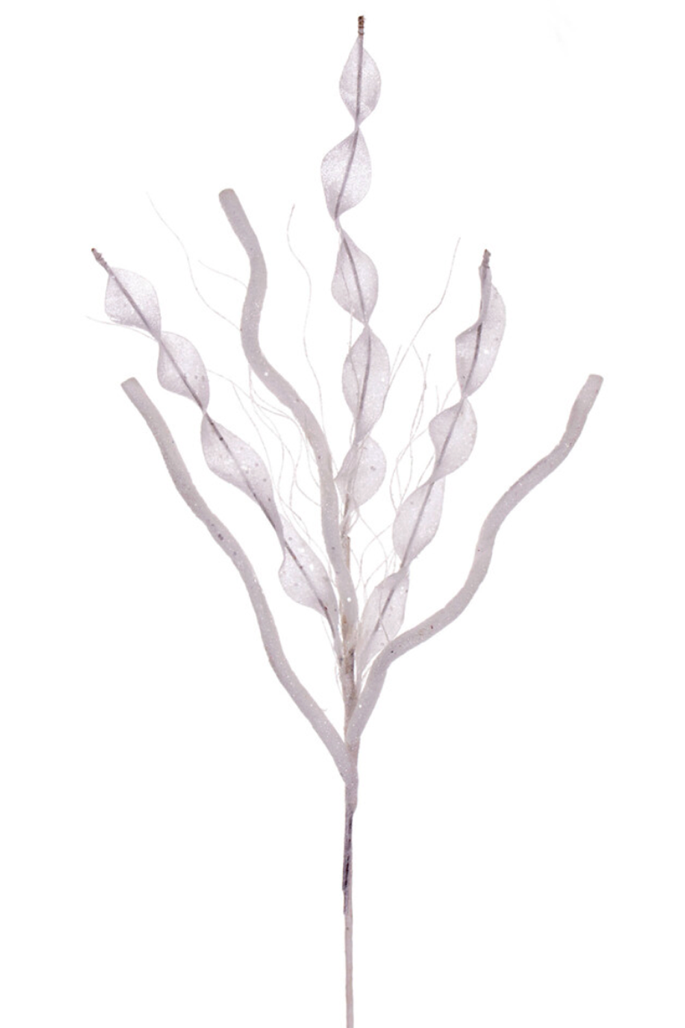 Spiral Glitter Tree Spray Pick - White