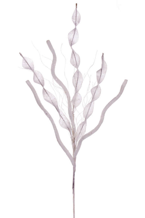 Spiral Glitter Tree Spray Pick - White