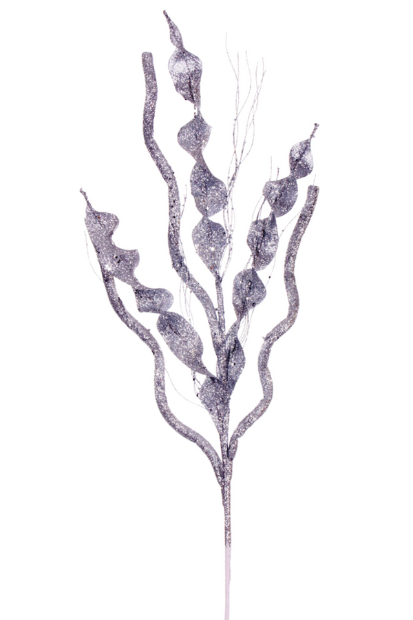 Spiral Glitter Tree Spray Pick - Silver