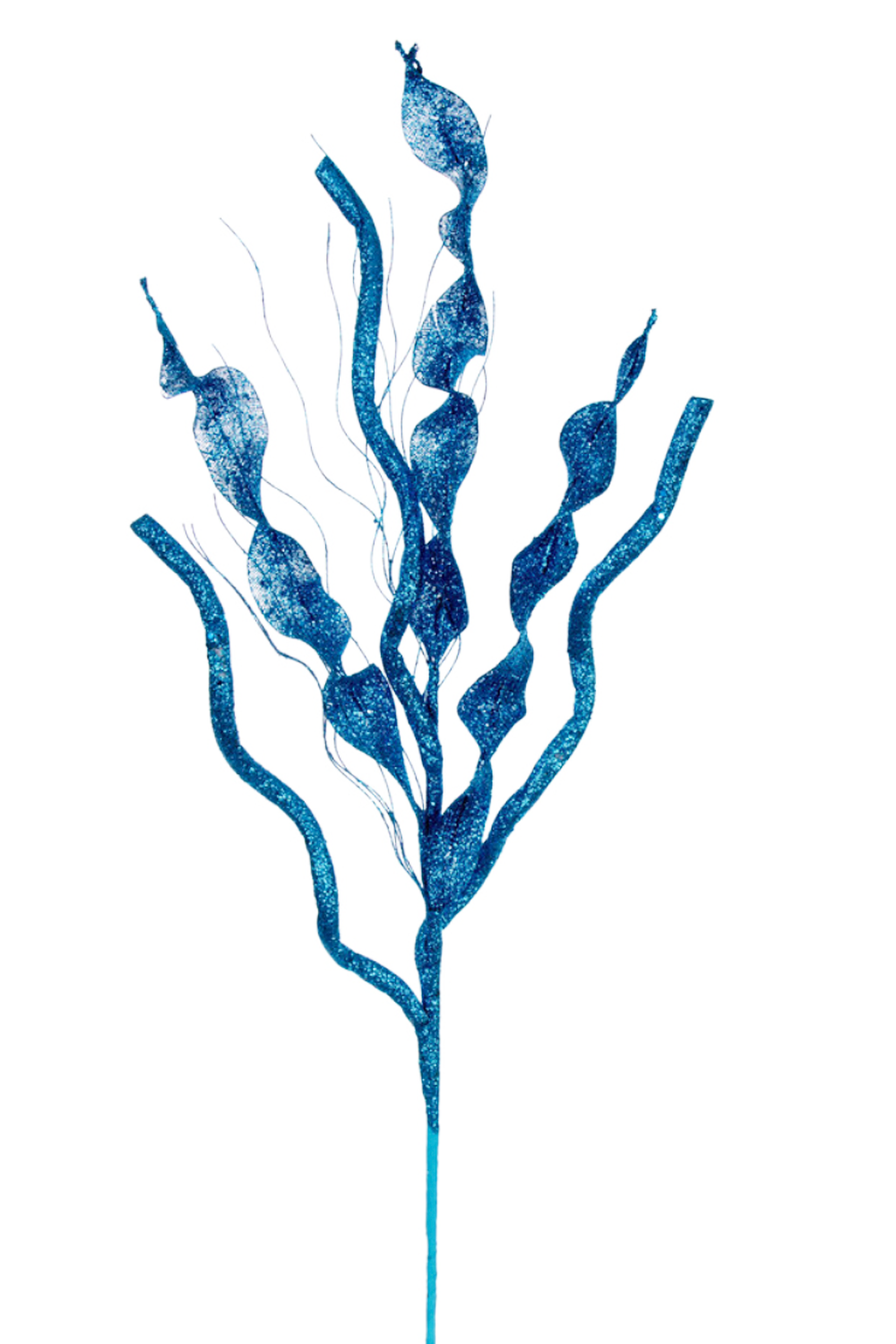 Spiral Glitter Tree Spray Pick - Turquoise