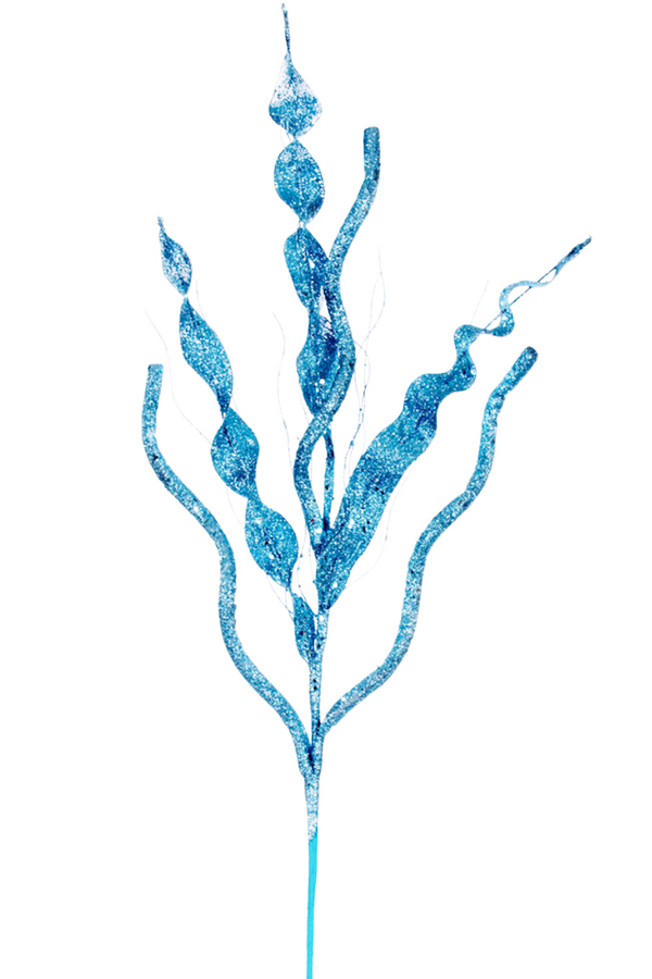 Spiral Glitter Tree Spray Pick - Baby Blue