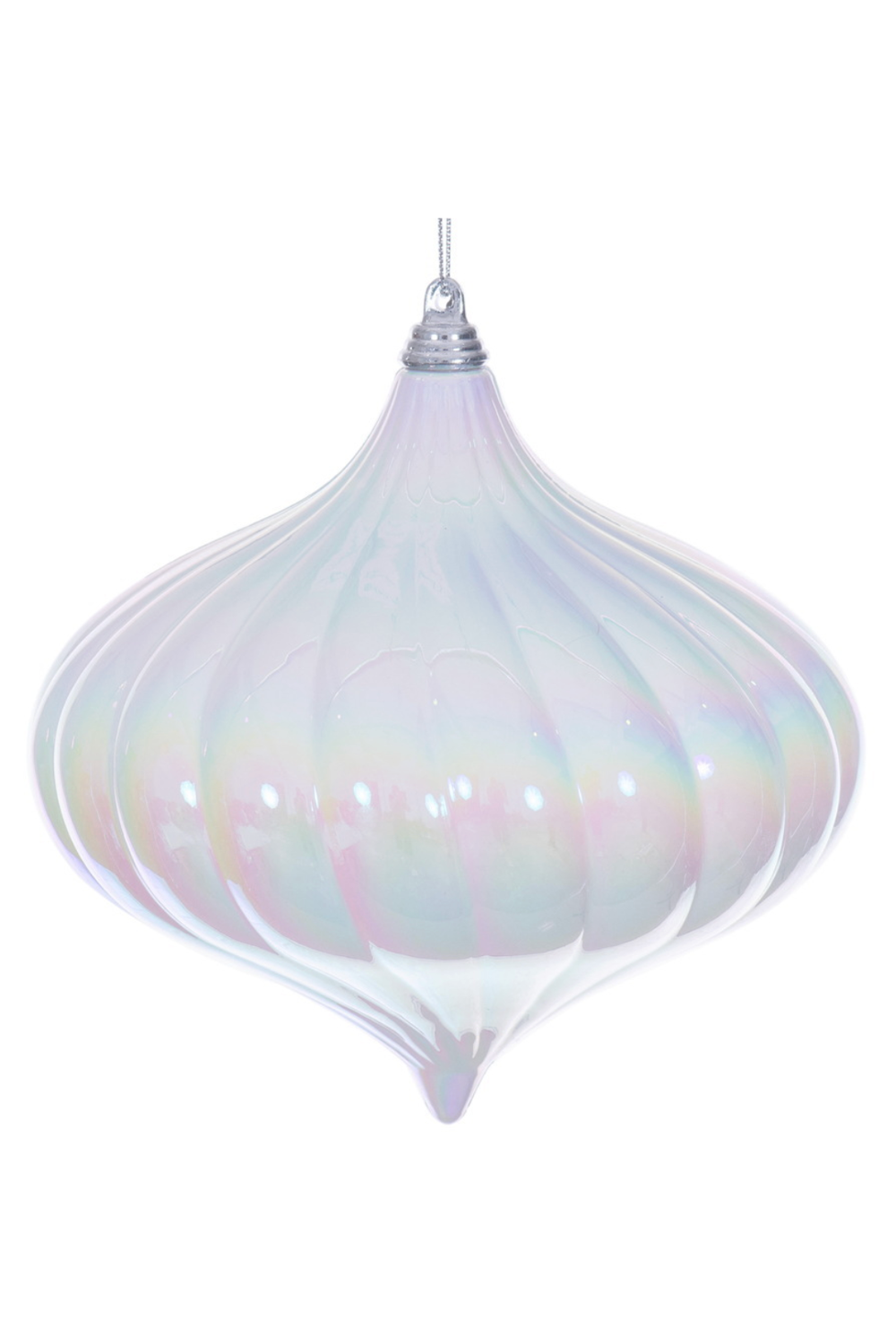 Shatterproof Ornament - Iridescent White Onion Ball