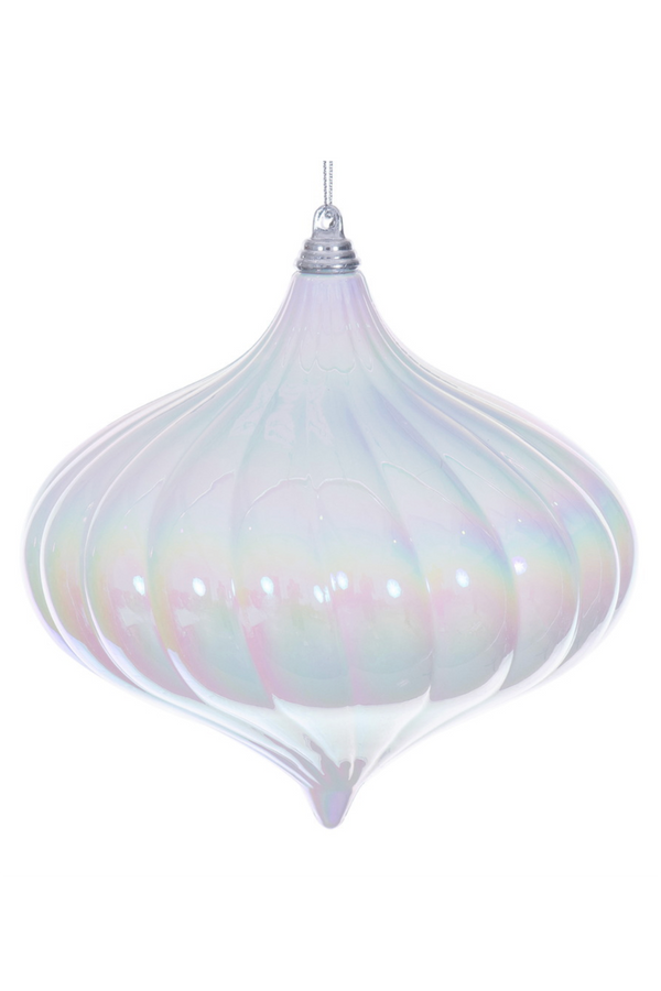Shatterproof Ornament - Iridescent White Onion Ball