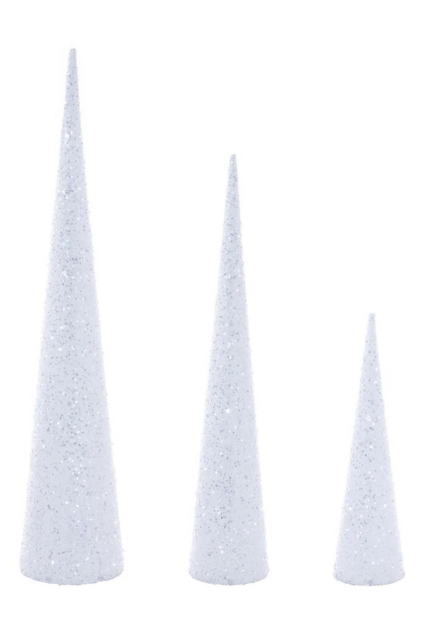 Set of 3 Cone Trees - White