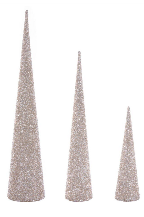 Set of 3 Cone Trees - Champagne